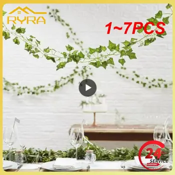 1~7PCS Ivy Green Viltus Lapu Vainags Augu Vīnogulāju Lapotnes Mājas Dekoru Plastmasas Rotangpalmas String Sienu Apdare Mākslīgie Augi