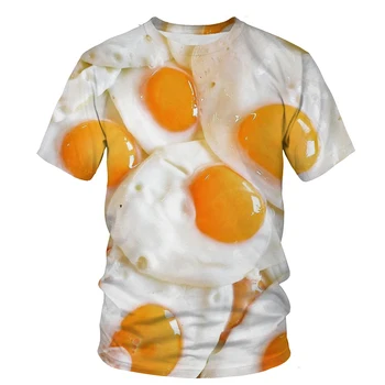 Jaunu 2023 Modes Vīriešu T-krekls 3D Druka, T-krekls Hamburger Frī kartupeļu Virtulis Olu Smieklīgi Pārtikas T-krekls Vasaras Atpūtas