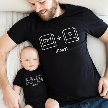 CTRL + C CTRL + V Ģimene T-Krekls Tēvs un Dēls, Meita Tshirts Matching Oufits Tētis Bērnu Ģimenes Izskatās Vasarā, T Krekls, t-veida Topi