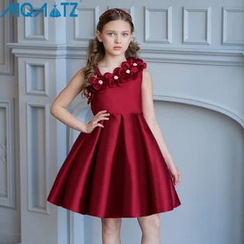 MQATZ Bērnu Apģērbu Puķu Meitene Bērniem Princese Vakara Puse Balli Loku Zaļā Kāzu Līgavas Vasaras Kleita Bumbu Kleita Vestidos